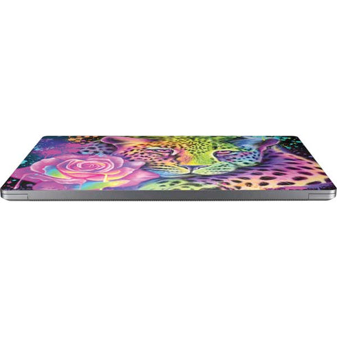 Neon Rainbow Cheetah with Rose by Sheena Pike Laptop Skins